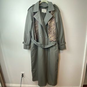 LONDON FOG TRENCH COAT GRAY 14 LINED SCARF